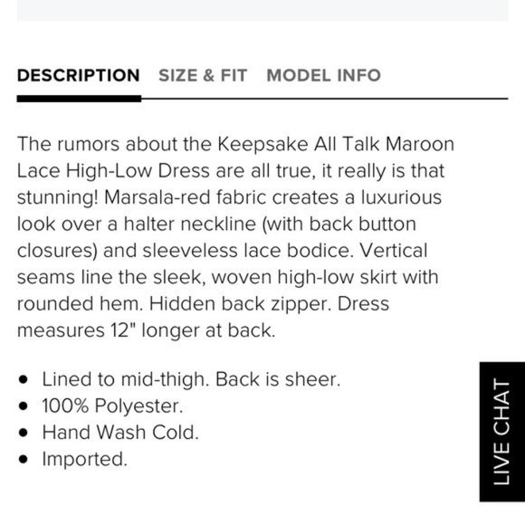 Keepsake All Talk Hi-Low Dress Maroon Halter Neck - Picture 8 of 8